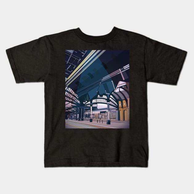 York railway station- illustration Kids T-Shirt by juliechicago